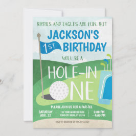 Hole in One Golf Invitation First Birthday Party Kaart