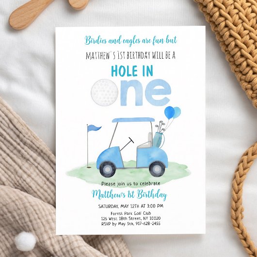 Hole in One Golf Jongen 1e Verjaardag Kaart