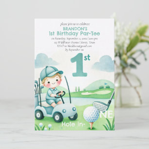 Hole in One Golf Jongen 1e Verjaardag Par-Tee Kaart