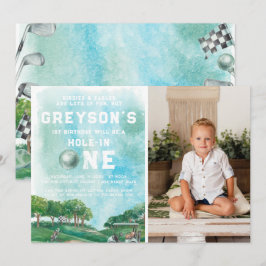 Hole In One Golf Jongen Eerste Verjaardag Par-Tee Kaart
