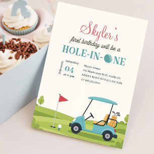Hole In One Golf Jongen Meisje Eerste Verjaardagsf Kaart