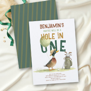 Hole in One Golf Lucky Duck Boy 1e Verjaardag Kaart
