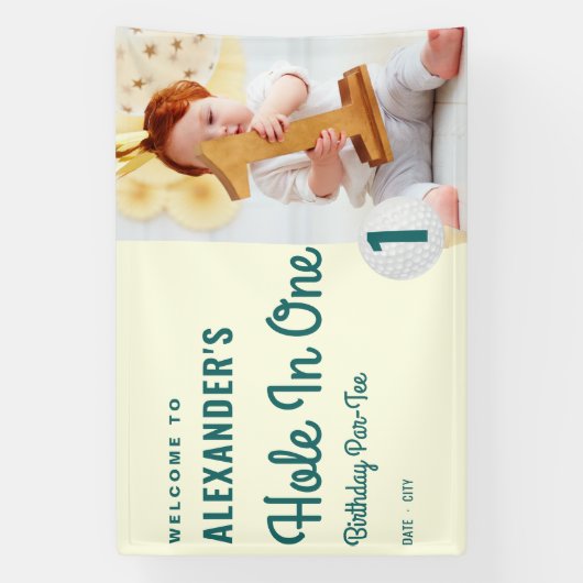 Hole in One Golf Masters 1e Verjaardag Welkomstbor Spandoek (Verticaal)