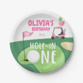 Hole in One Golf Meisje Eerste Verjaardag Par-T-sh Papieren Bordje (Voorkant)