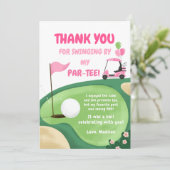 Hole In One Golf Meisje Roze Par-Tee Bedankkaart Kaart (Staand voorkant)