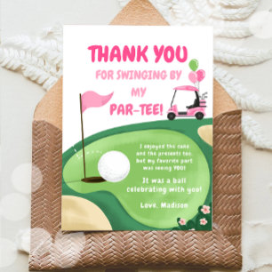 Hole In One Golf Meisje Roze Par-Tee Bedankt Kaart