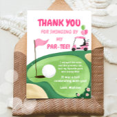 Hole In One Golf Meisje Roze Par-Tee Bedanktkaart Kaart
