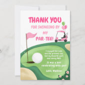 Hole In One Golf Meisje Roze Par-Tee Bedanktkaart Kaart (Voorkant)