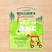 Hole in One Golf Par-t-shirt 1e Verjaardagsuitnodi Acryl Uitnodigingen (Voorkant)