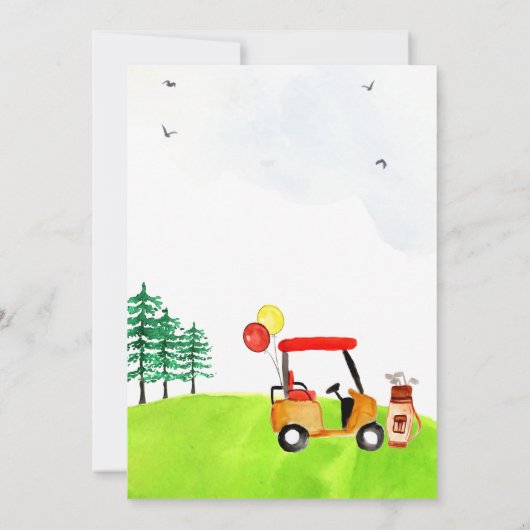 Hole in One Golf Par-t-shirt 1e Verjaardagsuitnodi Kaart (Achterkant)