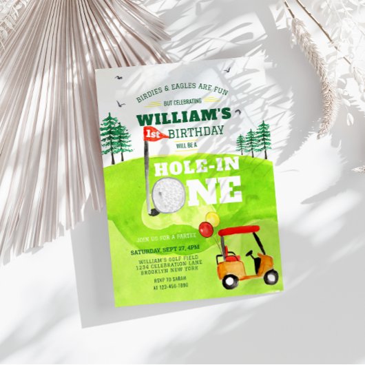 Hole in One Golf Par-t-shirt 1e Verjaardagsuitnodi Kaart