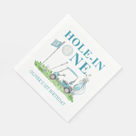 Hole in One Golf Par-t-shirt Boy 1e Verjaardag Servet (Hoek)