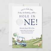Hole In One Golf Par-Tee 1e Eerste Verjaardag Kaart (Voorkant)
