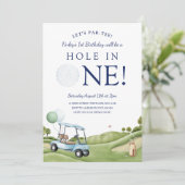 Hole In One Golf Par-Tee 1e Eerste Verjaardag Kaart (Staand voorkant)