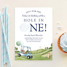 Hole In One Golf Par-Tee 1e Eerste Verjaardag Kaart