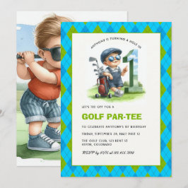 Hole in One Golf Par-Tee 1e verjaardag jongen Kaart