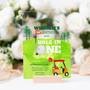 Hole in One Golf Par-tee 1e verjaardagsuitnodiging Acryl Uitnodigingen