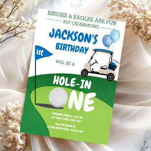 Hole In One Golf Par-tee 1e verjaardagsuitnodiging Kaart
