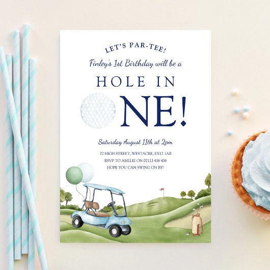 Hole In One Golf Par-Tee Eerste Verjaardag Kaart