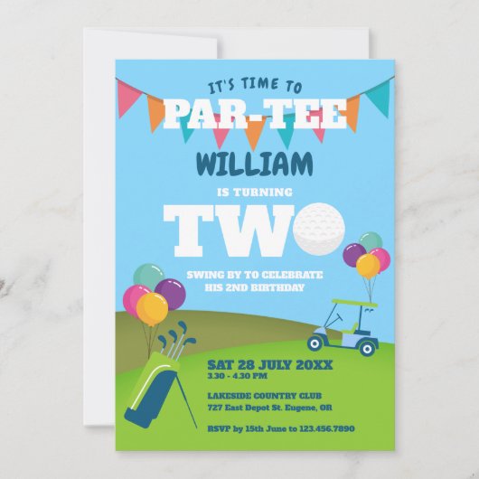 Hole In One Golf Partee 2de verjaardagsfeestje Kaart (Voorkant)