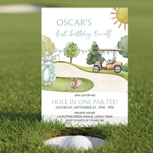 Hole in One Golf thema 1e verjaardag Par-tee Kaart