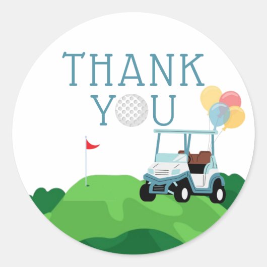Hole in One Golf Verjaardag Dank u Sticker (Voorkant)