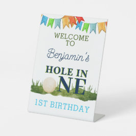 Hole in One Golf Verjaardag Par-Tee 1e Verjaardag Reclamebord Met Voetstuk