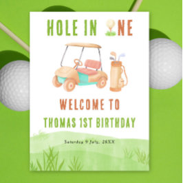 Hole In One Golf Verjaardagsfeestje Poster