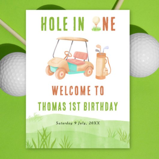 Hole In One Golf Verjaardagsfeestje Poster