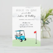 Hole in One Golf Verjaardagsfeestuitnodiging Kaart (Staand voorkant)
