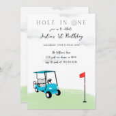 Hole in One Golf Verjaardagsfeestuitnodiging Kaart (Voorkant / Achterkant)