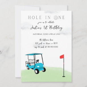 Hole in One Golf Verjaardagsfeestuitnodiging Kaart