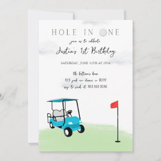 Hole in One Golf Verjaardagsfeestuitnodiging Kaart