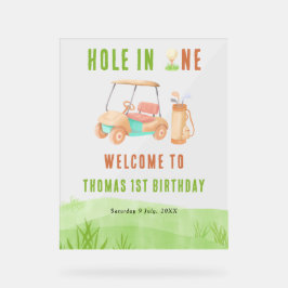Hole In One Golf Welcome Birthday Party Acryl Bord