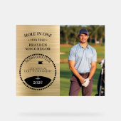 Hole In One Golfer Foto Goud Acryl Bord (Voorkant)