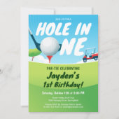 Hole-in-one golfverjaardag par-T-shirt tijd blauw Kaart (Voorkant)