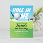 Hole-in-one golfverjaardag par-T-shirt tijd blauw Kaart (Staand voorkant)