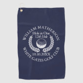 Hole in One Heren Golfbal Krans Navyblauw Golfhanddoek (Voorkant)