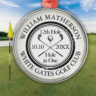 Hole in One Klassiek Gepersonaliseerd Golf Metalen Ornament