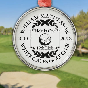 Hole in One Klassiek Gepersonaliseerd Golf Metalen Ornament