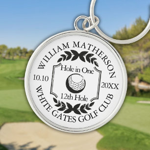 Hole in One Klassiek Gepersonaliseerd Golf Sleutelhanger