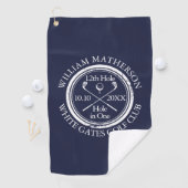 Hole in One Klassiek Persoonlijk Navy Blauwe Golfhanddoek (Insitu)