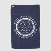 Hole in One Klassiek Persoonlijk Navy Blauwe Golfhanddoek (Voorkant)