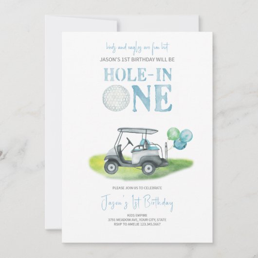Hole-in-One Mini Golf Boy Verjaardagsuitnodiging Kaart (Voorkant)