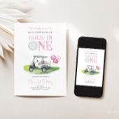 Hole-in-One Mini Golf Meisje Verjaardag Uitnodigin Kaart