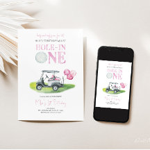 Hole-in-One Mini Golf Meisje Verjaardag Uitnodigin