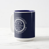Hole in One Navy Blauwe Gepersonaliseerde Golf  Tweekleurige Koffiemok (Voorkant links)