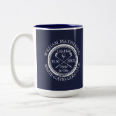 Hole in One Navy Blauwe Gepersonaliseerde Golf  Tweekleurige Koffiemok (Links)