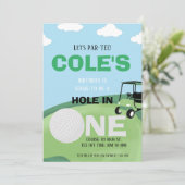 Hole in ONE Par-t-shirt Birthday Invitation Kaart (Staand voorkant)