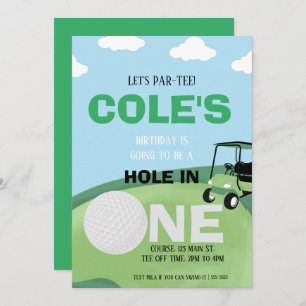 Hole in ONE Par-t-shirt Birthday Invitation Kaart